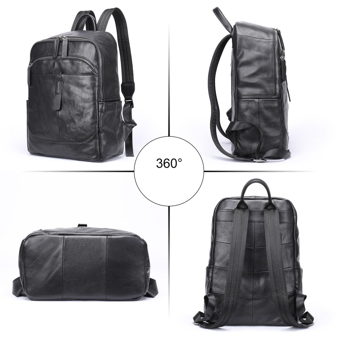 Prestige Voyager Lederen Rugzak tot 15,6 inch-Handtassen-Calora-Zwart-Calora