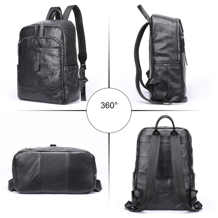 Prestige Voyager Lederen Rugzak tot 15,6 inch-Handtassen-Calora-Zwart-Calora