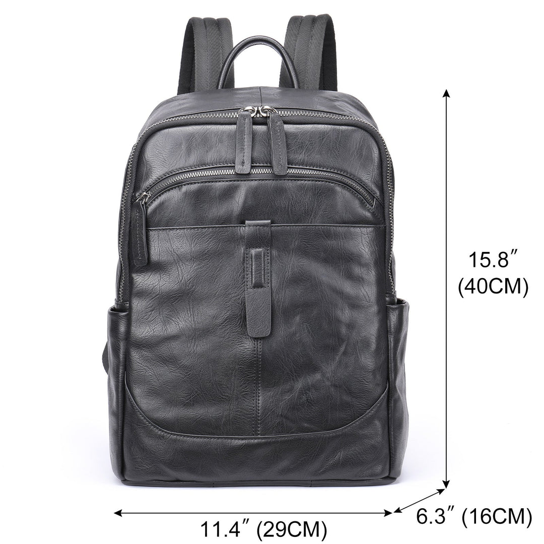 Prestige Voyager Lederen Rugzak tot 15,6 inch-Handtassen-Calora-Zwart-Calora