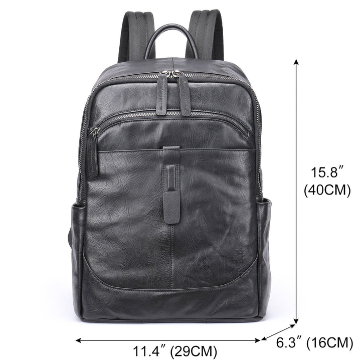 Prestige Voyager Lederen Rugzak tot 15,6 inch-Handtassen-Calora-Zwart-Calora