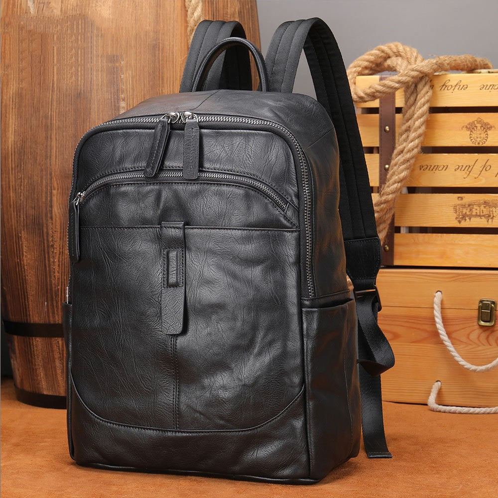 Prestige Voyager Lederen Rugzak tot 15,6 inch-Handtassen-Calora-Zwart-Calora