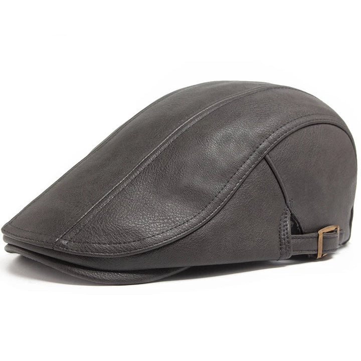 PU Leren Herfst Winter Vintage Beret-Petten-Calora-Khaki-Calora