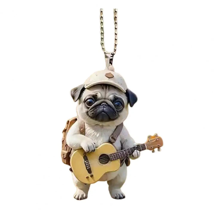 Pugje met Gitaar | Acryl Hangdecoratie voor Kerstmis & Thuis-Home Decor-Calora-Calora