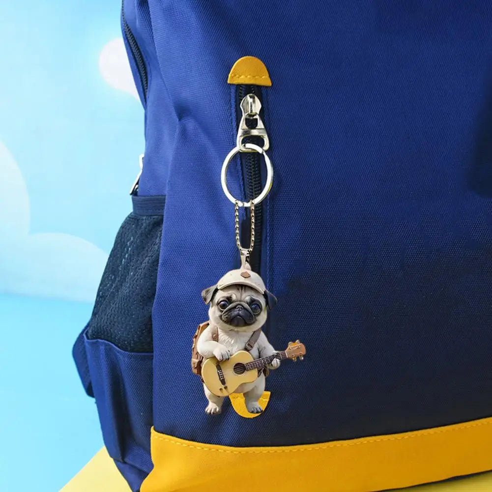Pugje met Gitaar | Acryl Hangdecoratie voor Kerstmis & Thuis-Home Decor-Calora-Calora