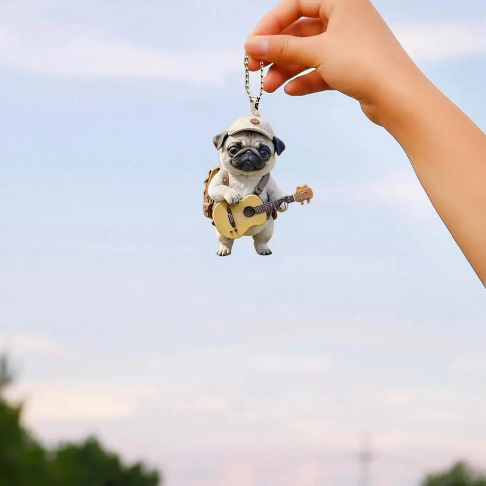 Pugje met Gitaar | Acryl Hangdecoratie voor Kerstmis & Thuis-Home Decor-Calora-Calora