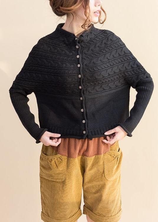 Pullover Zwart Gebreide Vesten Oversized Herfst Gebreide Jas-Blazers & Vesten-Calora-Zwart-Calora
