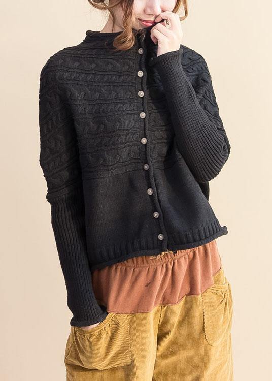 Pullover Zwart Gebreide Vesten Oversized Herfst Gebreide Jas-Blazers & Vesten-Calora-Zwart-Calora