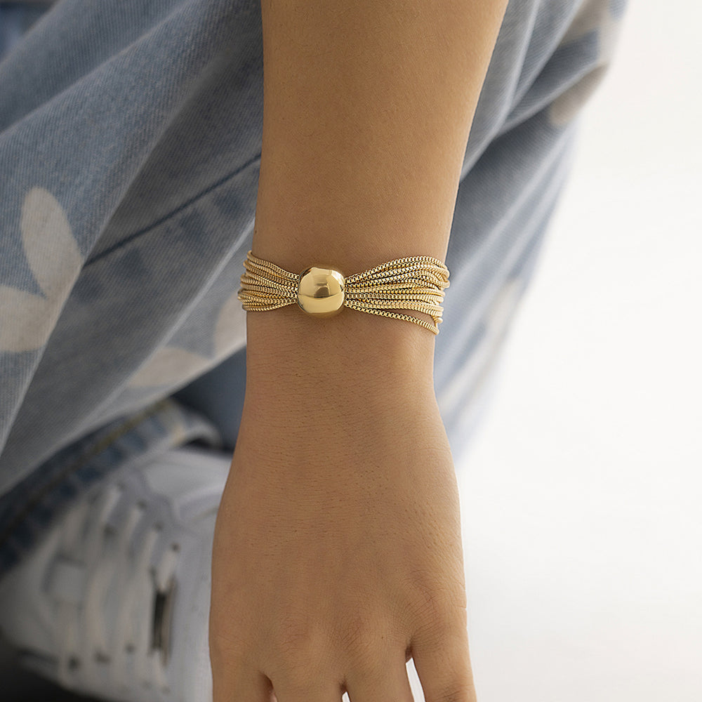 CALORA_ Punk Meerdere Lagen Armband Choker met Geometrische Bal