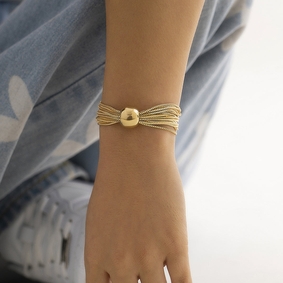 CALORA_ Punk Meerdere Lagen Armband Choker met Geometrische Bal