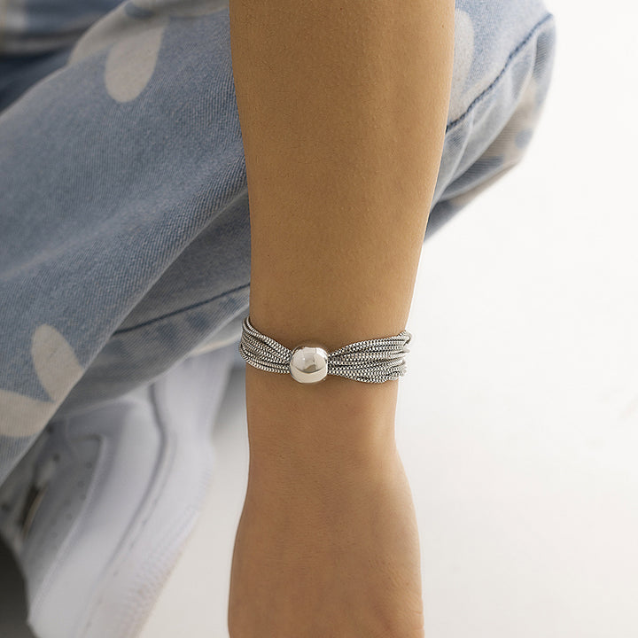 CALORA_ Punk Meerdere Lagen Armband Choker met Geometrische Bal