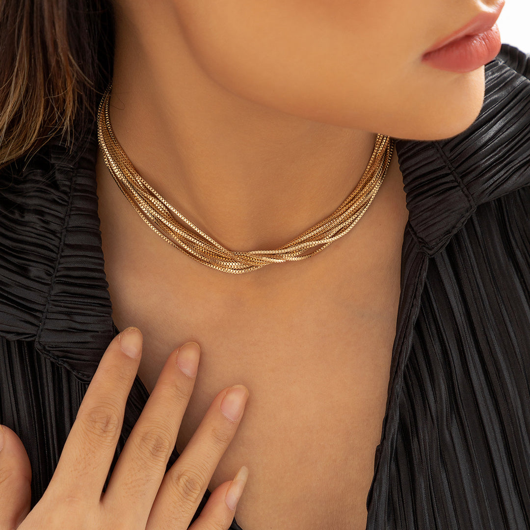 CALORA_ Punk Meerdere Lagen Ketting Choker met Geometrische Bal