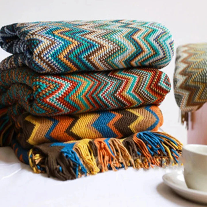 CALORA_ QualityQuilts | Gezellig Boho Plaid Deken Kleurrijk - 130 x 180 cm
