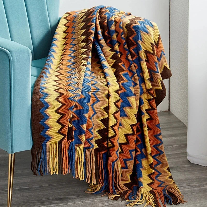 CALORA_ QualityQuilts | Gezellig Boho Plaid Deken Kleurrijk - 130 x 180 cm