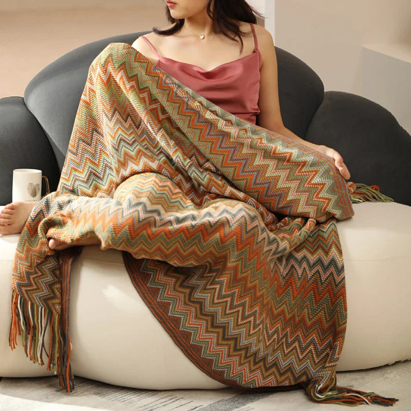 CALORA_ QualityQuilts | Gezellig Boho Plaid Deken Kleurrijk - 130 x 180 cm