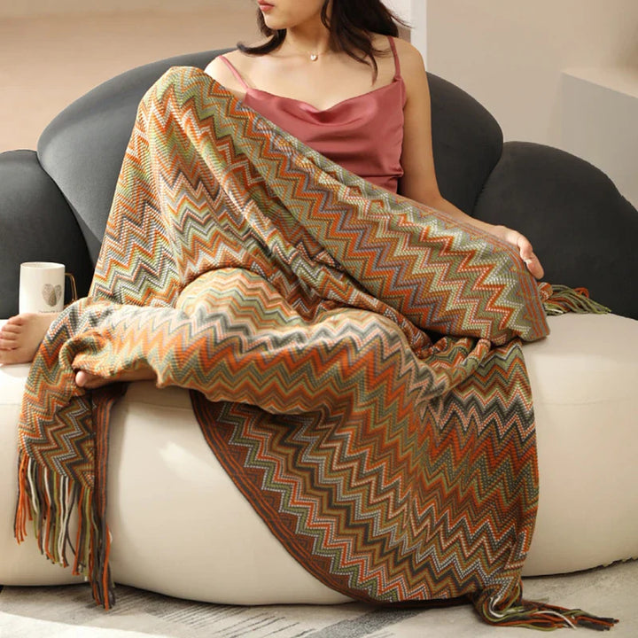 CALORA_ QualityQuilts | Gezellig Boho Plaid Deken Kleurrijk - 130 x 180 cm