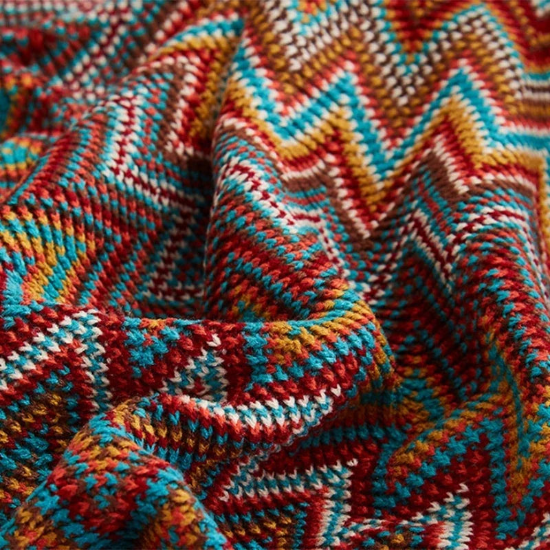 CALORA_ QualityQuilts | Gezellig Boho Plaid Deken Kleurrijk - 130 x 180 cm