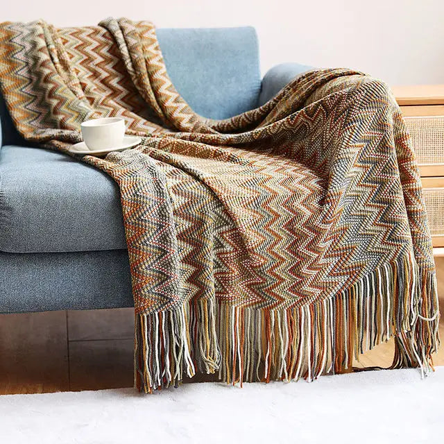 CALORA_ QualityQuilts | Gezellig Boho Plaid Deken Kleurrijk - 130 x 180 cm