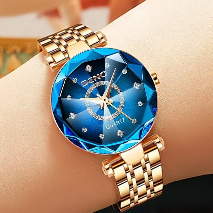 Quarta Seno | Diamant Kristal Horloge-Horloges-Calora-Blauw-Calora