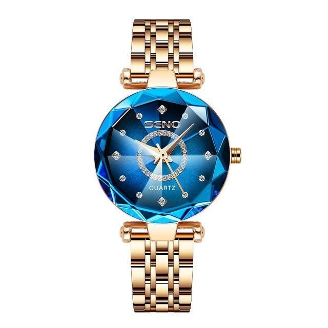Quarta Seno | Diamant Kristal Horloge-Horloges-Calora-Blauw-Calora