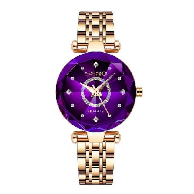 Quarta Seno | Diamant Kristal Horloge-Horloges-Calora-Paars-Calora