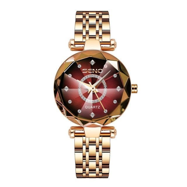 Quarta Seno | Diamant Kristal Horloge-Horloges-Calora-Rood-Calora