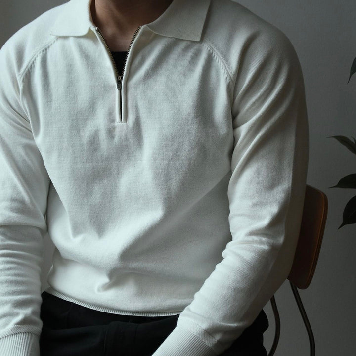 CALORA_ Quarter Zip Polo - Poloshirt met Kwartrits en Raglan Mouwen