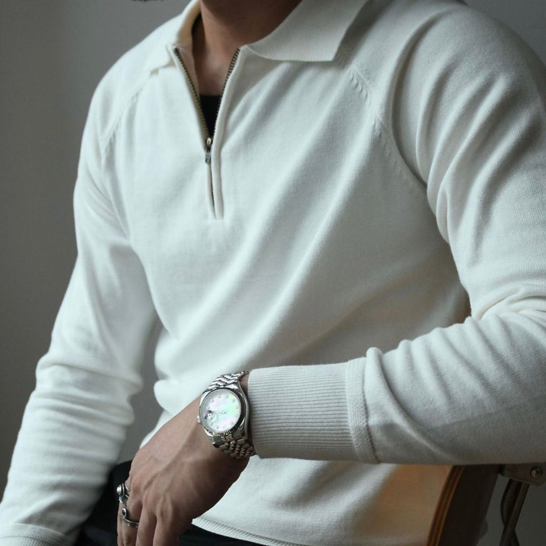 CALORA_ Quarter Zip Polo - Poloshirt met Kwartrits en Raglan Mouwen