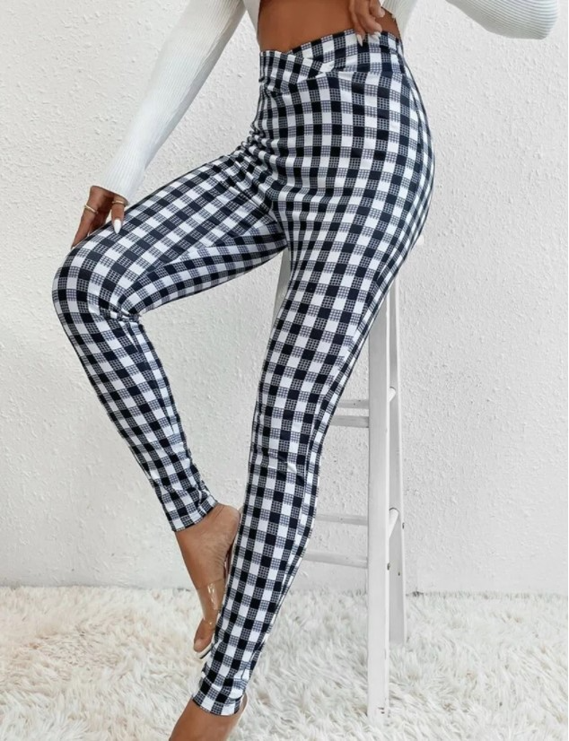 Quira | Geruit bedrukte legging-Sportkleding & Accessoires-Calora-Zwart-S-Calora