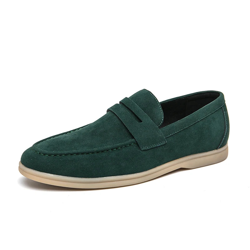 Raffaele | Luxueuze Suède Loafers - heren instappers-Loafers-Calora-Groen-38-Calora