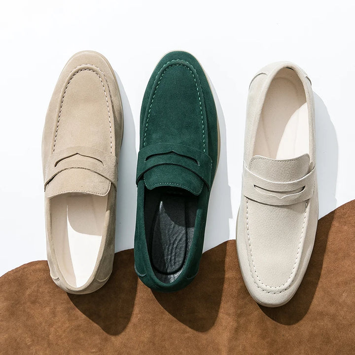 Raffaele | Luxueuze Suède Loafers - heren instappers-Loafers-Calora-Khaki-38-Calora
