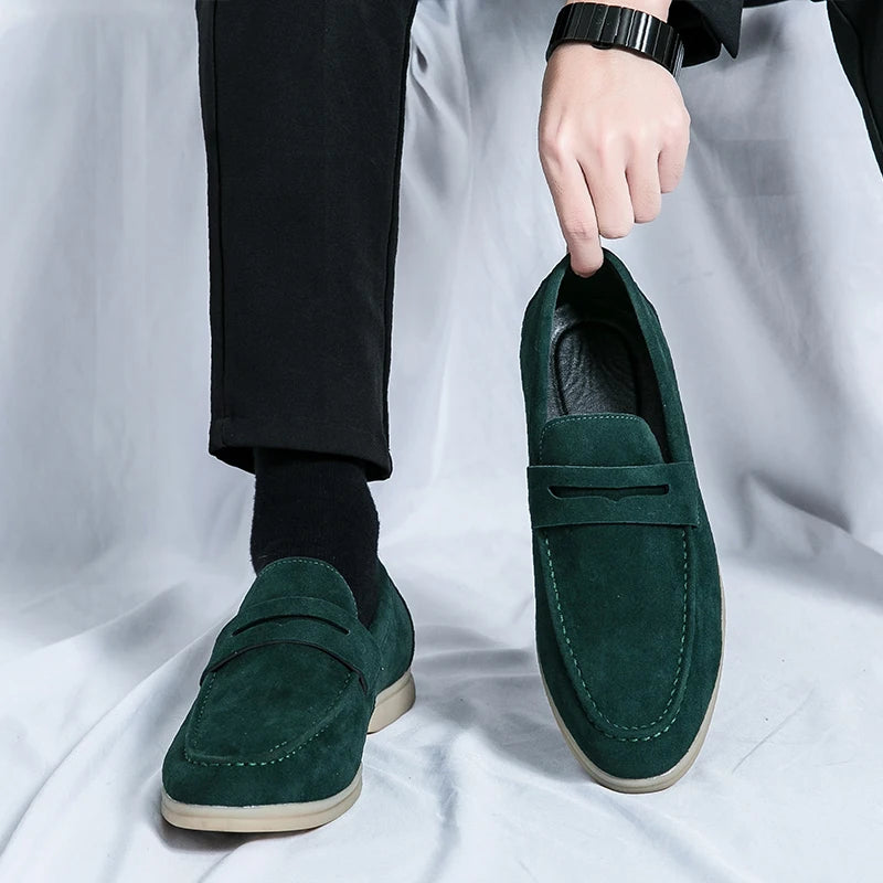 Raffaele | Luxueuze Suède Loafers - heren instappers-Loafers-Calora-Khaki-38-Calora