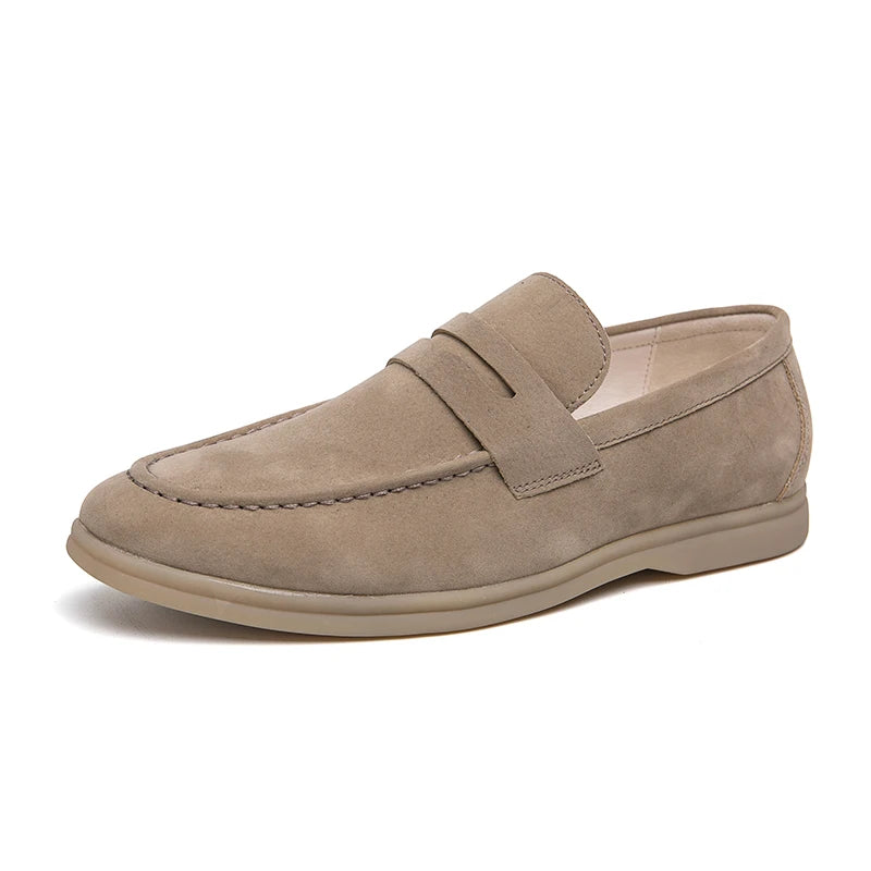 Raffaele | Luxueuze Suède Loafers - heren instappers-Loafers-Calora-Khaki-38-Calora