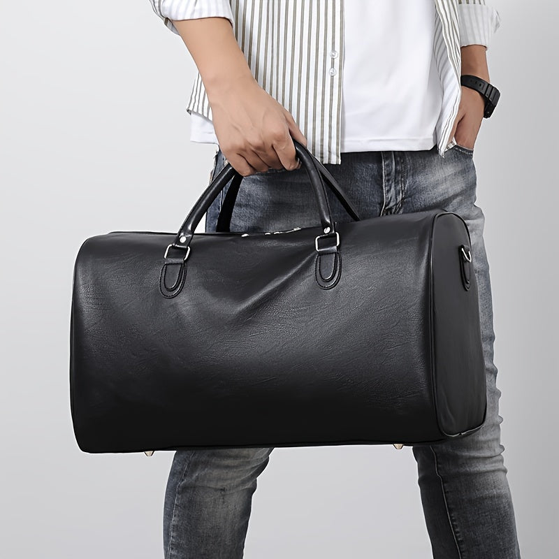 Ravelli | Heren PU Leren Reistas Duffelbag-Schoudertassen-Calora-Zwart-Calora