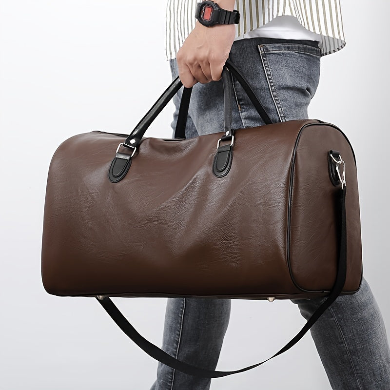 Ravelli | Heren PU Leren Reistas Duffelbag-Schoudertassen-Calora-Zwart-Calora
