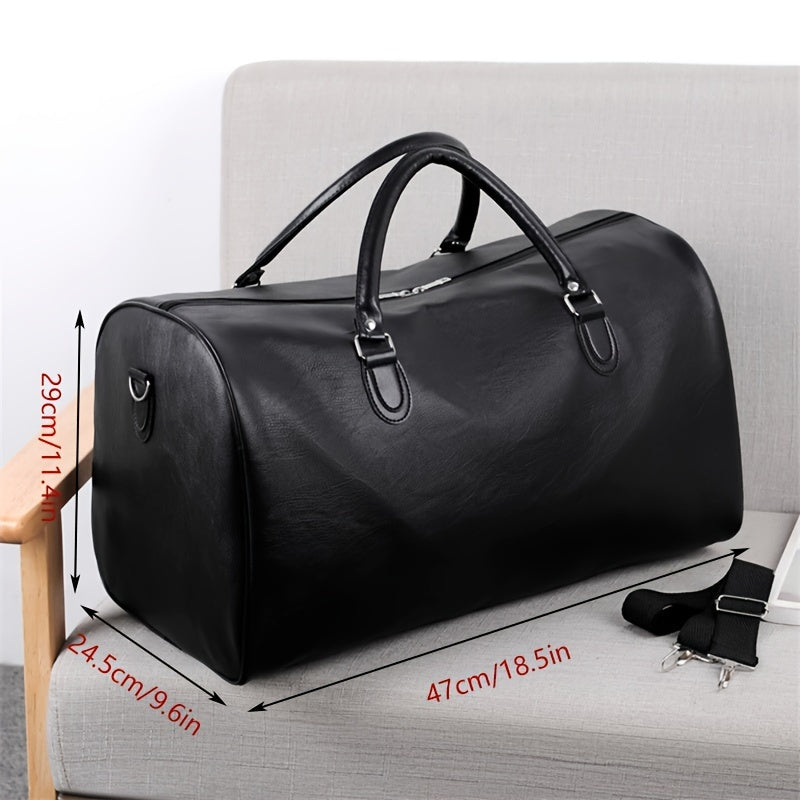 Ravelli | Heren PU Leren Reistas Duffelbag-Schoudertassen-Calora-Zwart-Calora