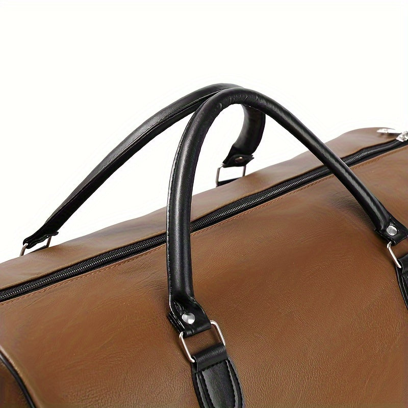 Ravelli | Heren PU Leren Reistas Duffelbag-Schoudertassen-Calora-Zwart-Calora