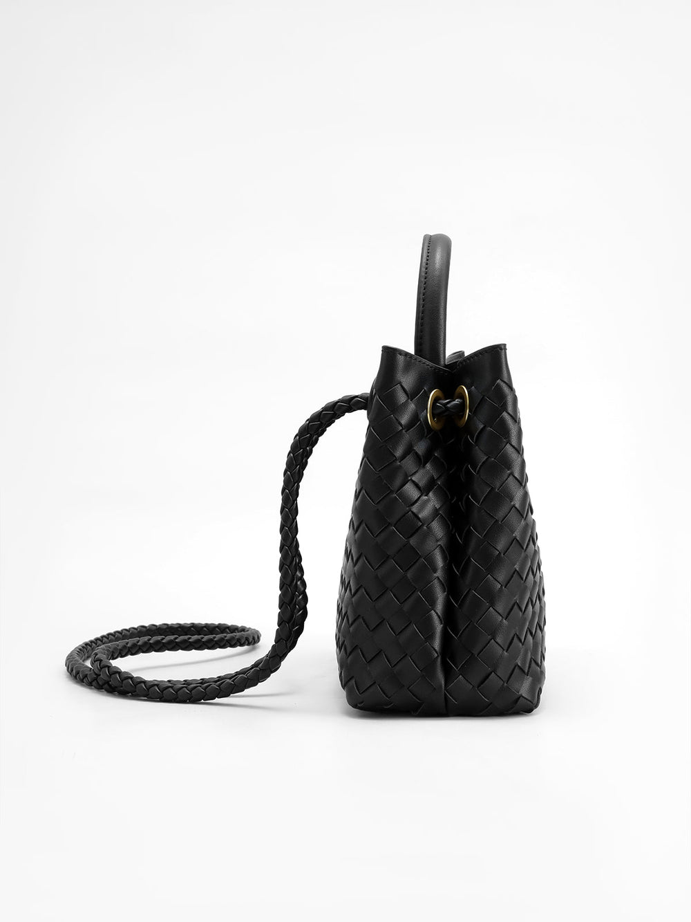 Ravelli | Metalen twist detail Schouder en Handtas in Vegan Leer-Schoudertassen-Calora-Zwart-Calora