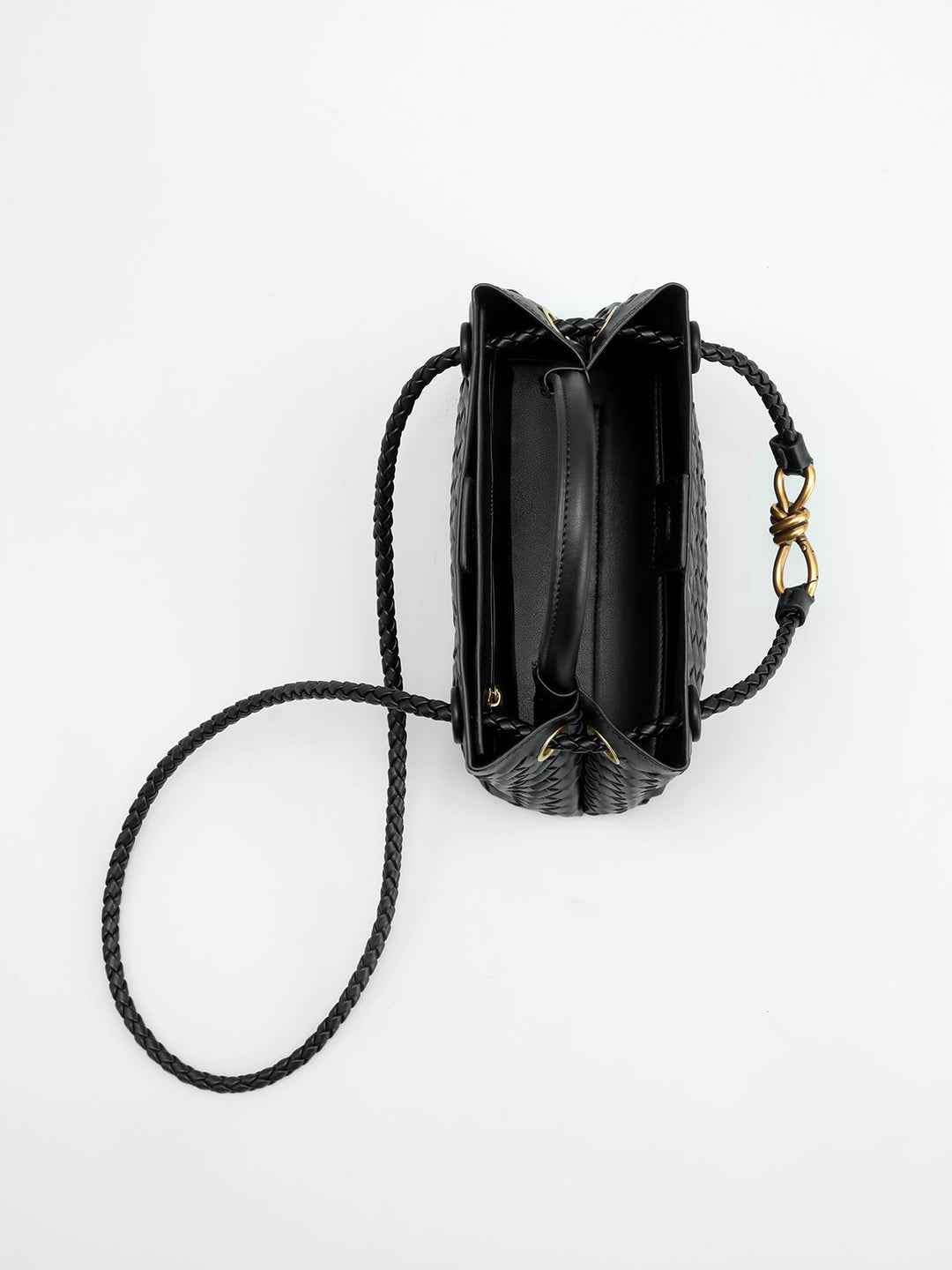 Ravelli | Metalen twist detail Schouder en Handtas in Vegan Leer-Schoudertassen-Calora-Zwart-Calora