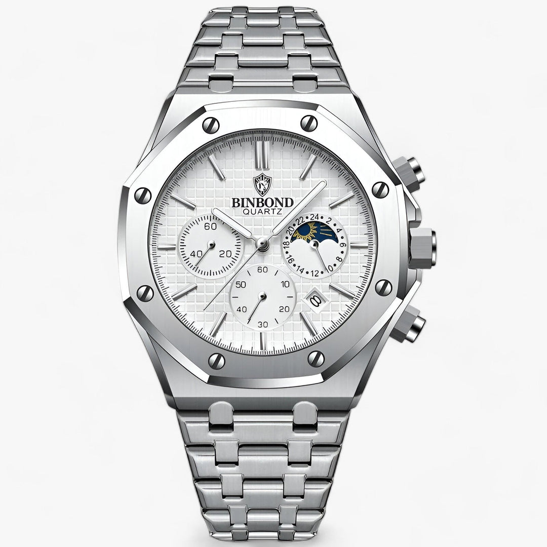 Ravelli | Rond Robuust Stalen Horloge-Horloges-Calora-Zilver Wit-Calora