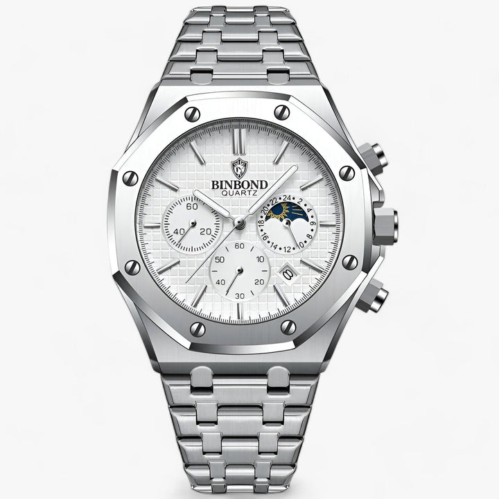 Ravelli | Rond Robuust Stalen Horloge-Horloges-Calora-Zilver Wit-Calora