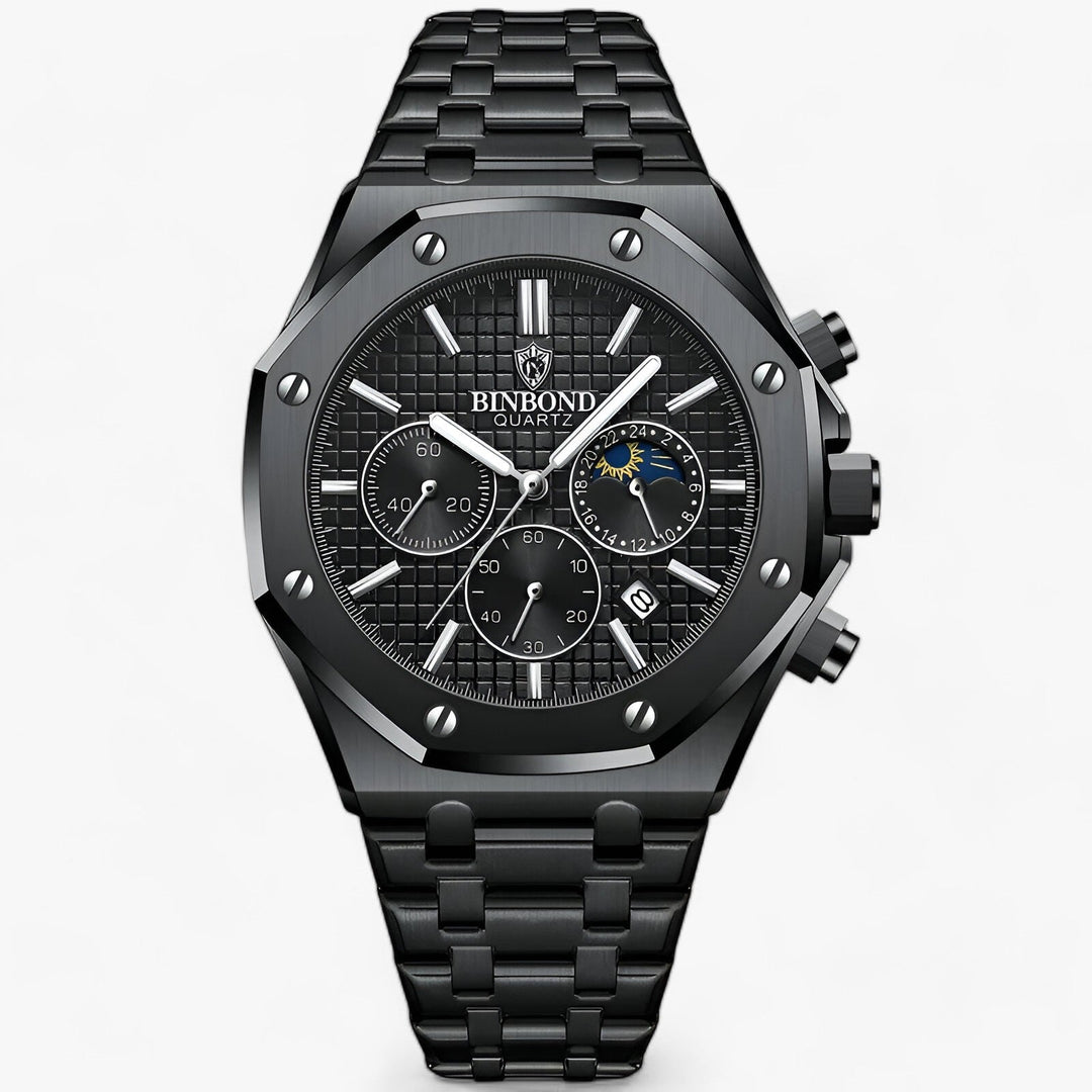 Ravelli | Rond Robuust Stalen Horloge-Horloges-Calora-Zwart-Calora