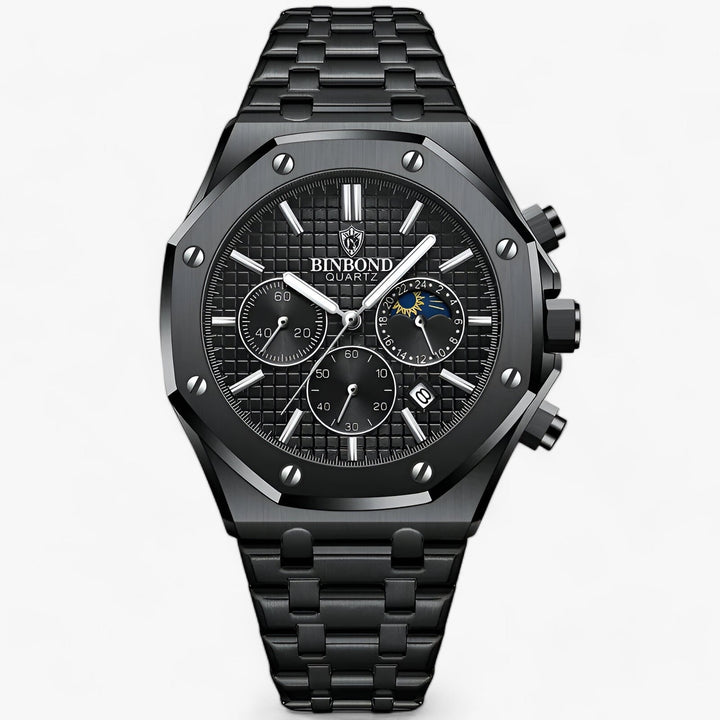 Ravelli | Rond Robuust Stalen Horloge-Horloges-Calora-Zwart-Calora
