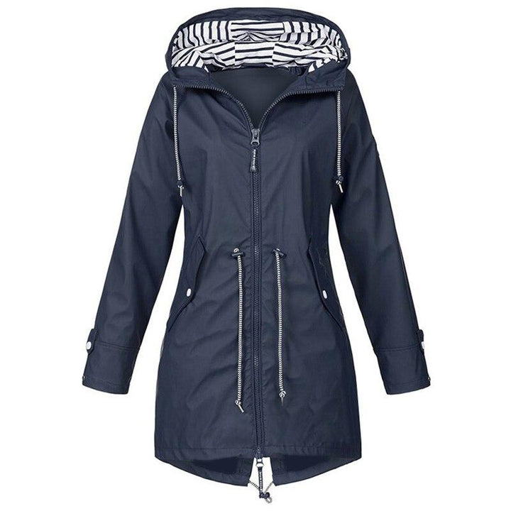 Regula | Lange Regenjas met Capuchon-Zomer Jassen-Calora-Donkerblauw-S-Calora
