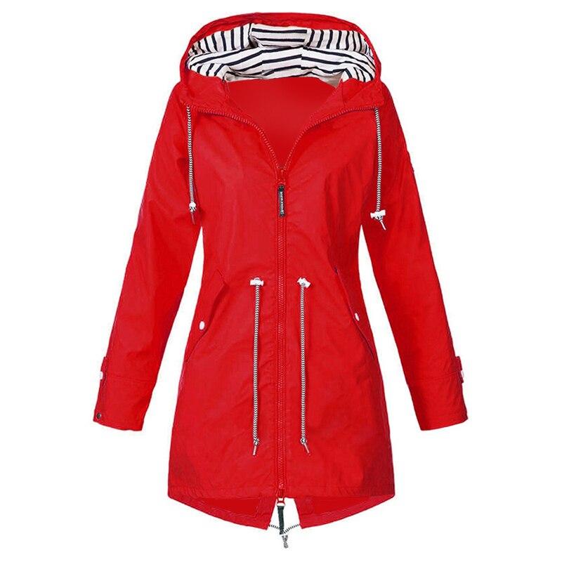 Regula | Lange Regenjas met Capuchon-Zomer Jassen-Calora-Rood-S-Calora