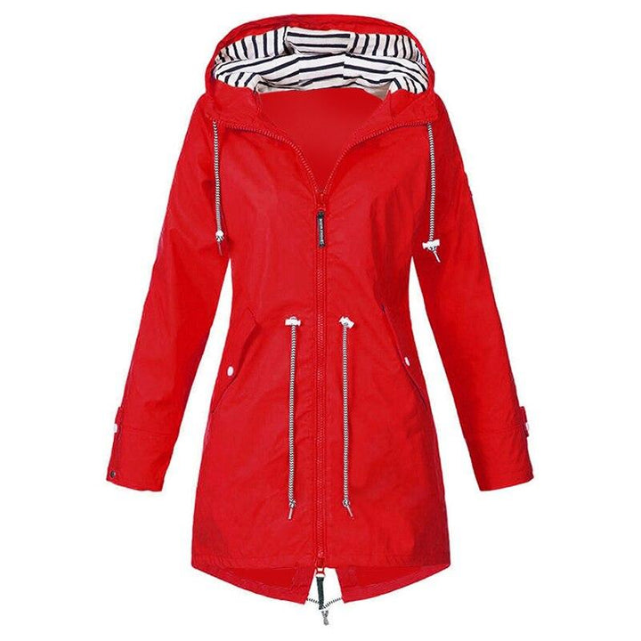 Regula | Lange Regenjas met Capuchon-Zomer Jassen-Calora-Rood-S-Calora