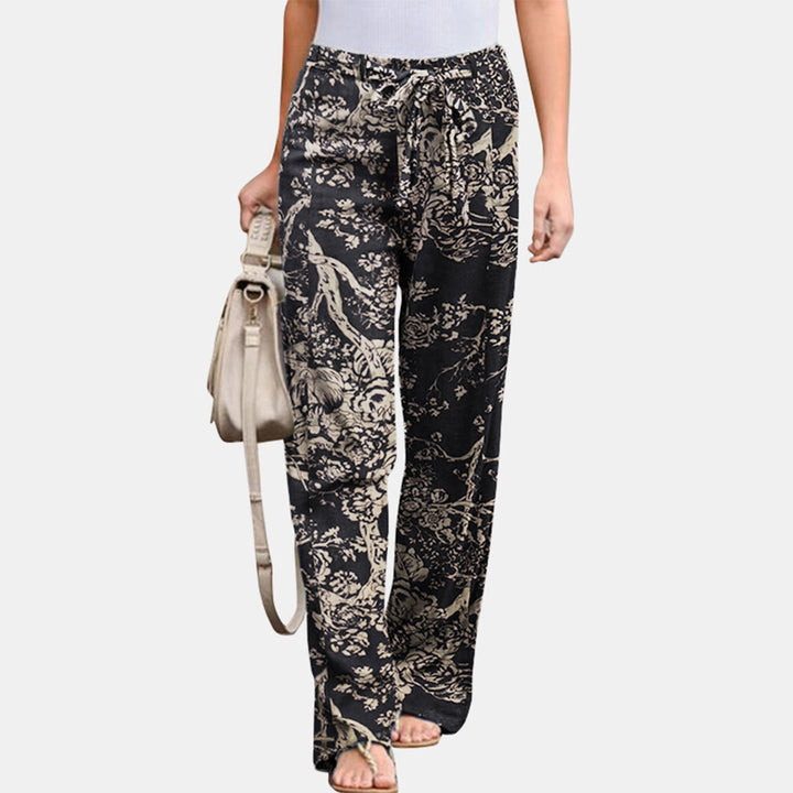 Relaxte en comfortabele Katoenen Broek met print-Wijde Broeken-Calora-Oranje-S-Calora