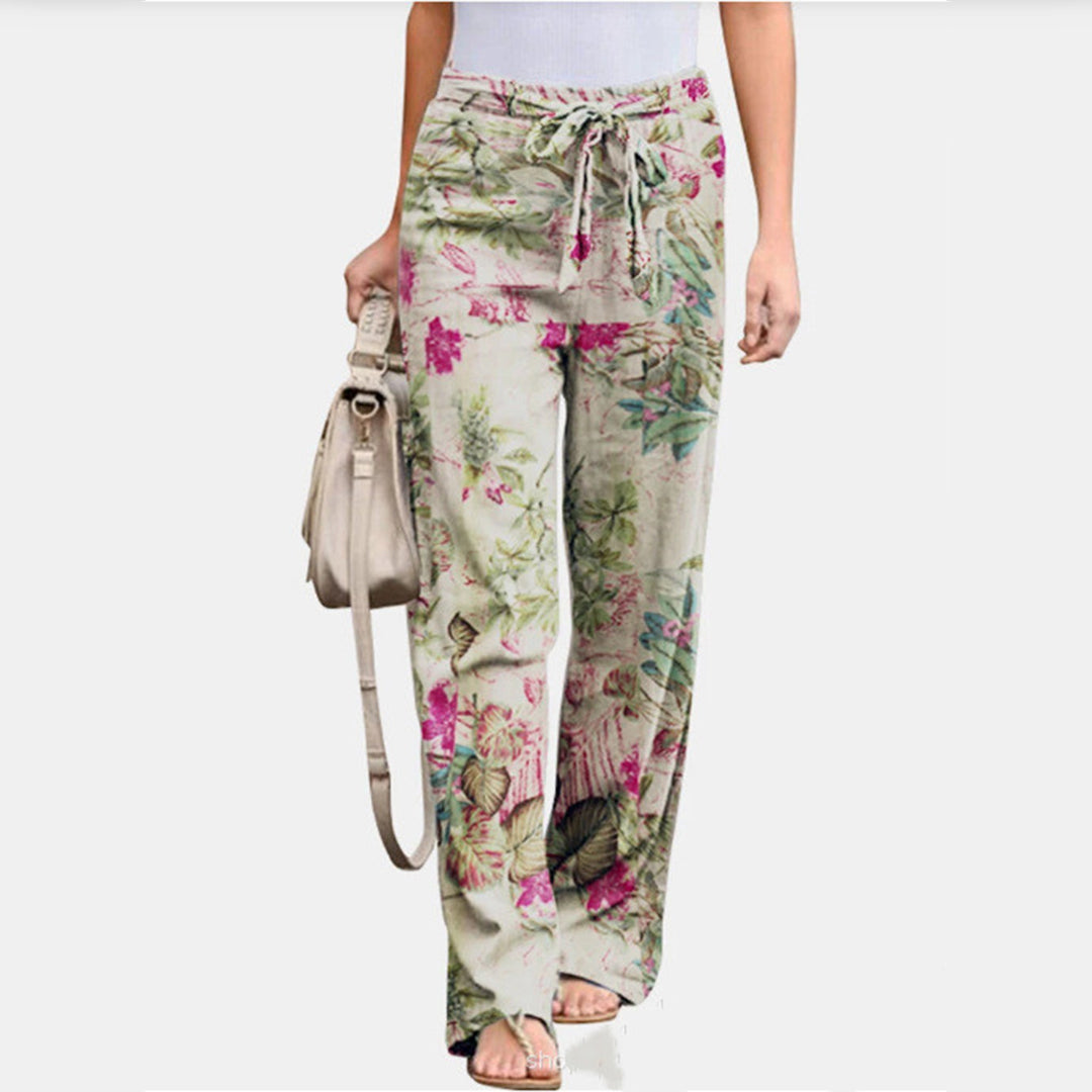 Relaxte en comfortabele Katoenen Broek met print-Wijde Broeken-Calora-Oranje-S-Calora