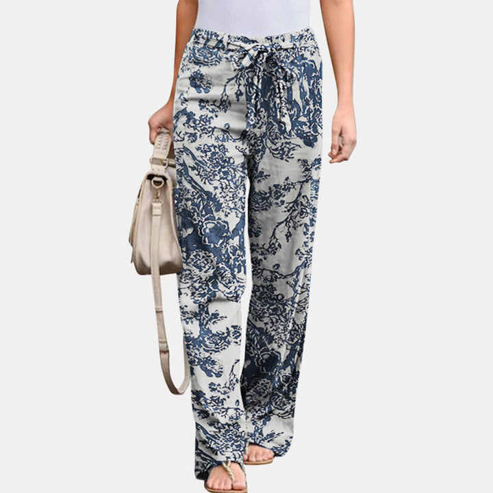 Relaxte en comfortabele Katoenen Broek met print-Wijde Broeken-Calora-Oranje-S-Calora