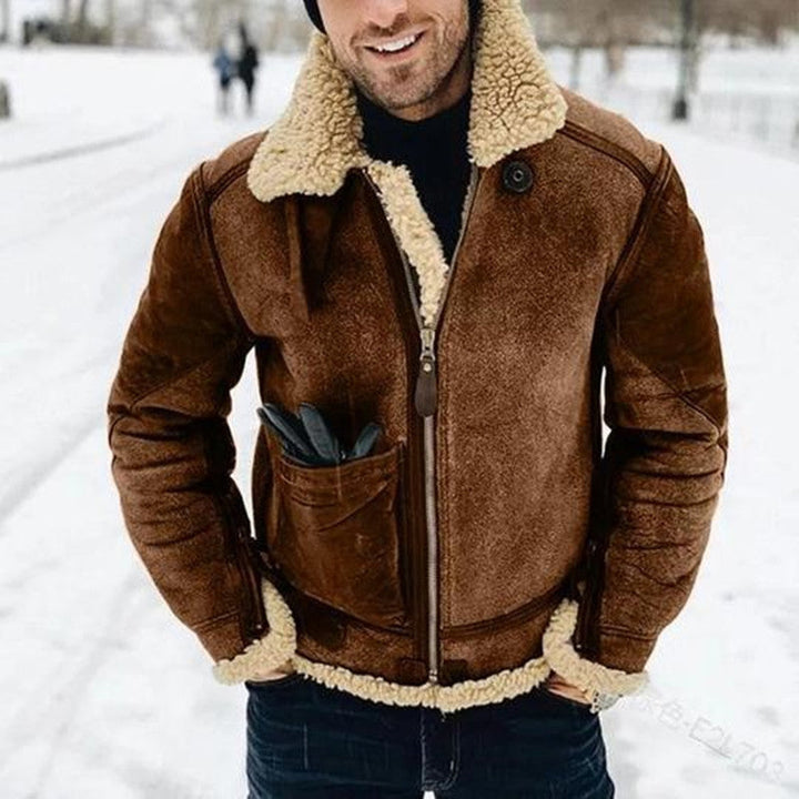 Renzo | Trendy Leren Jas meer warme kraag-Leren Jassen-Calora-Bruin-S-Calora