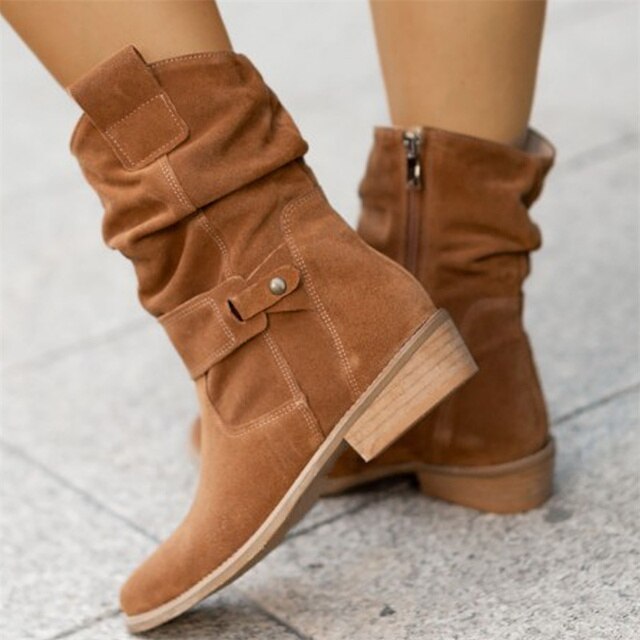 Retro Casual Laarzen met Ritssluiting-Laarzen-Calora-Bruin-34-Calora